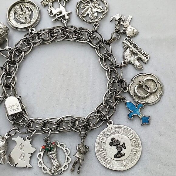 Sterling Silver .925 Vintage 1970s Charm Bracelet LOADED - Picture 3 of 5
